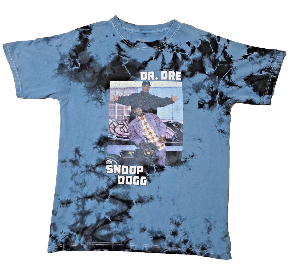 Dr. Dre & Snoop Dogg 90 Legends Tie Dye Graphic T-Shirt Blue Black Medium
